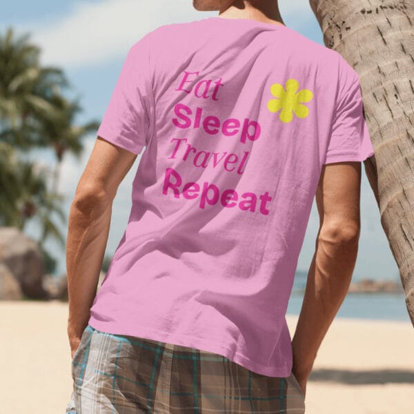 Eat. Sleep. Travel. Repeat. T-Shirt - Cotton Pink